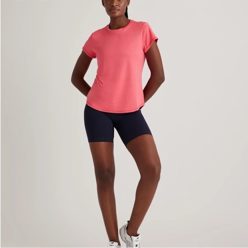 Quince Flowknit Breeze Tee Coral Active Crew Neck Shirt M Athleisure